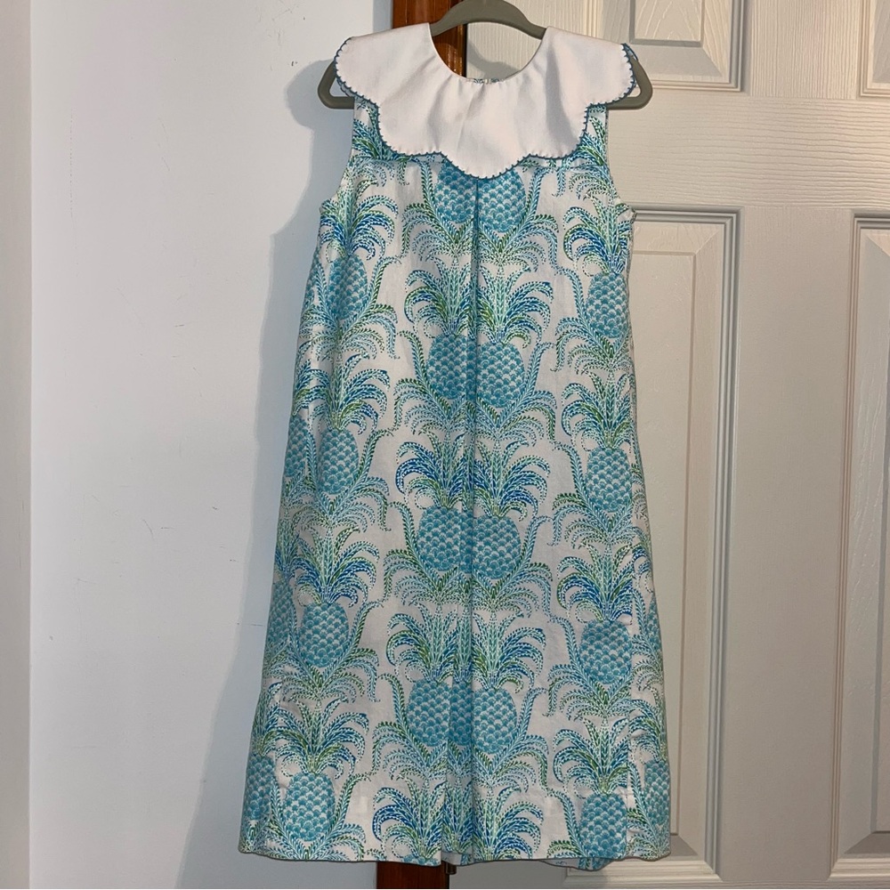 Le Za Me Hand Stitched Cotton Pineapple Print Sleeveless Longline Dress